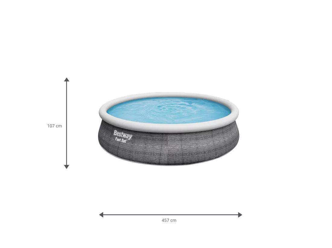 Piscine Gonflable Fast Set Bestway Imitation Rotin 457x107 cm Épurateur à Cartouche de 2 006 L/H Échelle