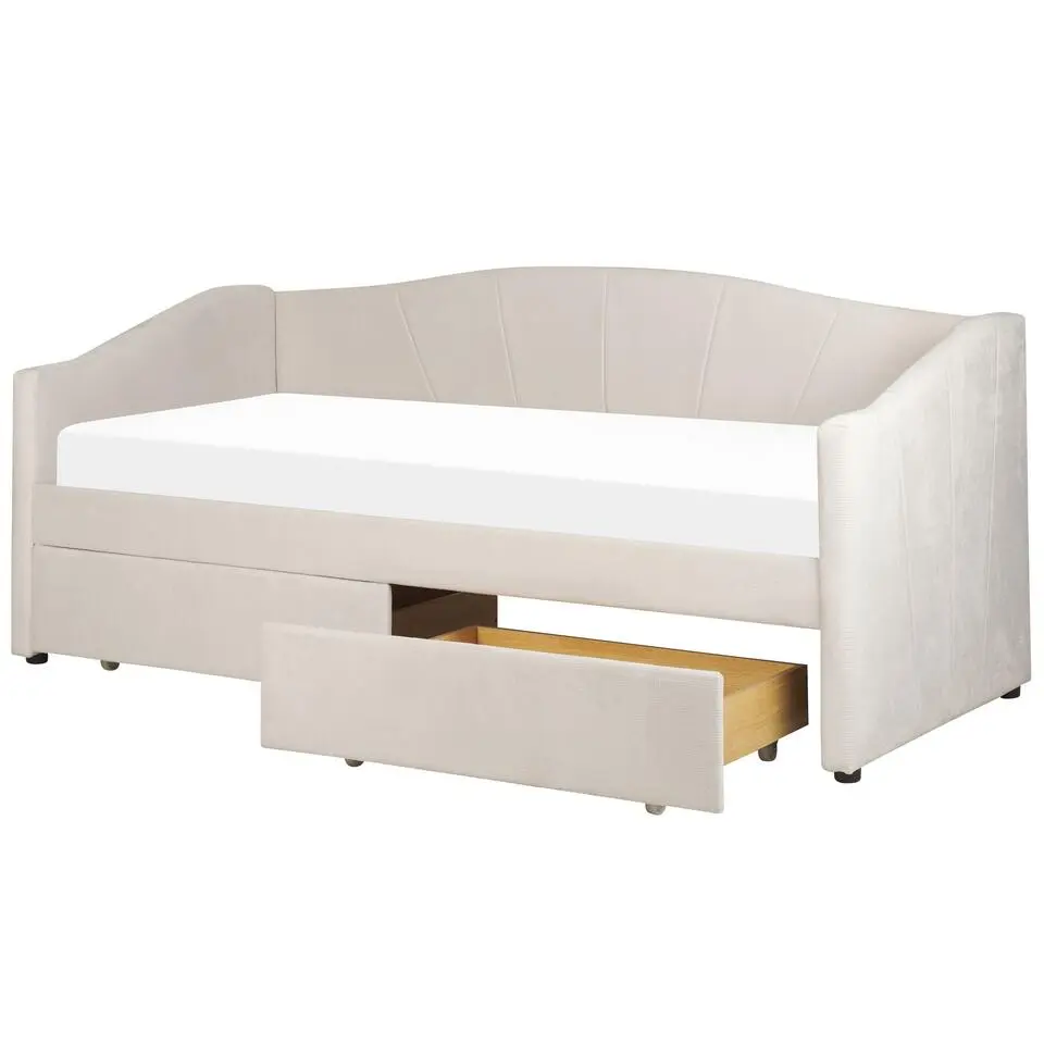 VITTEL - Bed met opberger - Beige - Polyester