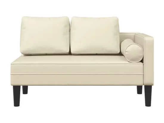 Prolenta Premium - Chaise longue avec coussins crème similicuir
