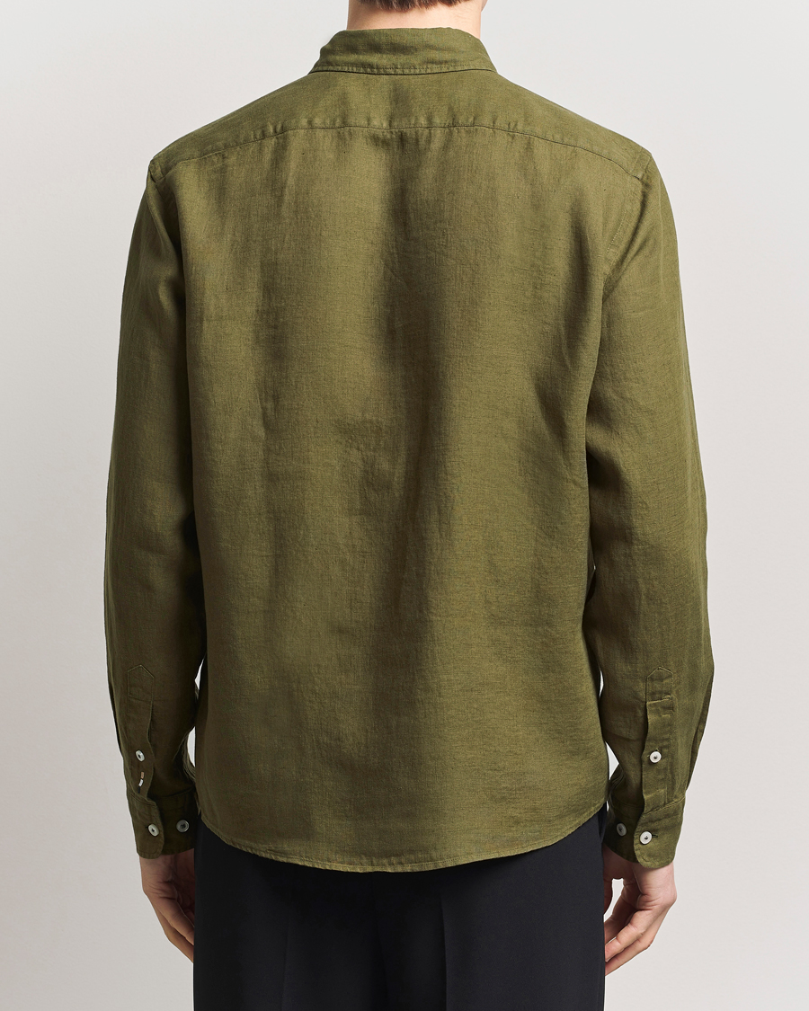 BOSS BLACK Liam Linen Shirt Dark Green