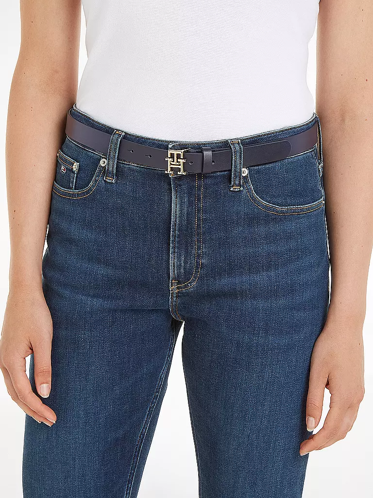 TOMMY HILFIGER Ledergürtel  dunkelblau
