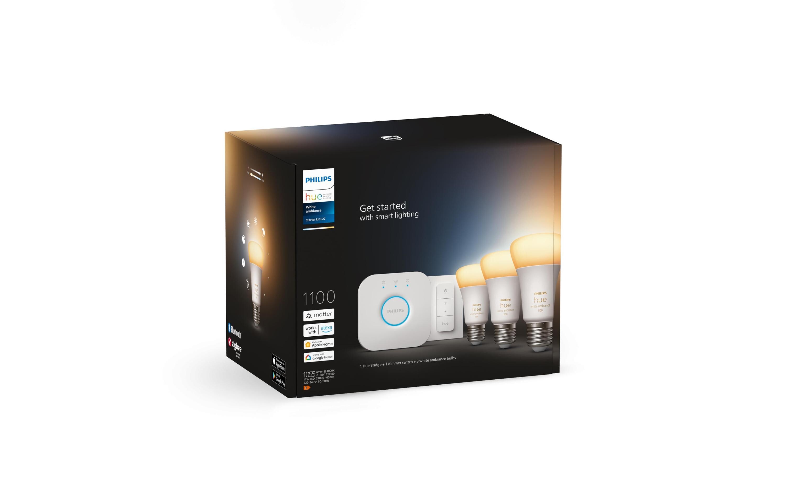 White Ambiance E27 3er Starter Set + Dimmschalter 3x1055 lmStarterset