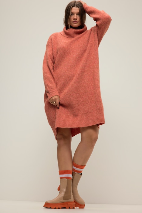 Strick-Minikleid, oversized, Rollkragen, Langarm