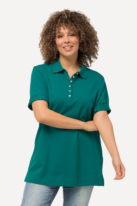 Poloshirt, Piqué, Polokragen, Samt-Knopfleiste, Halbarm