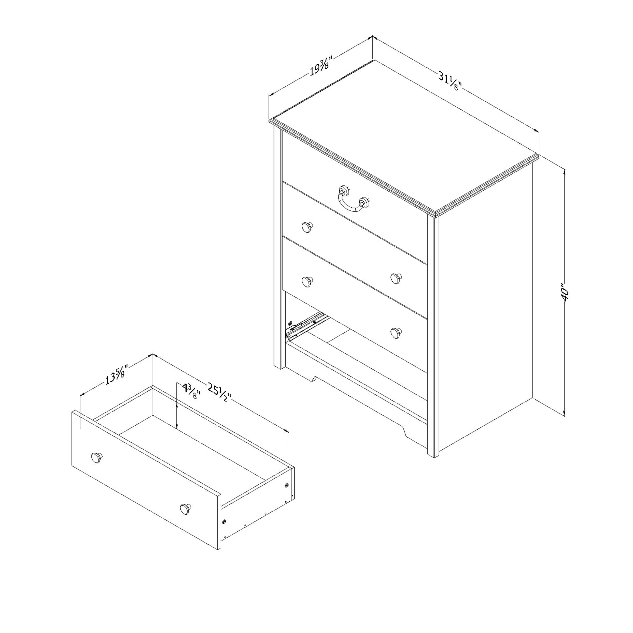 South Shore Commode 4 Tiroirs - Aviron Myrtille