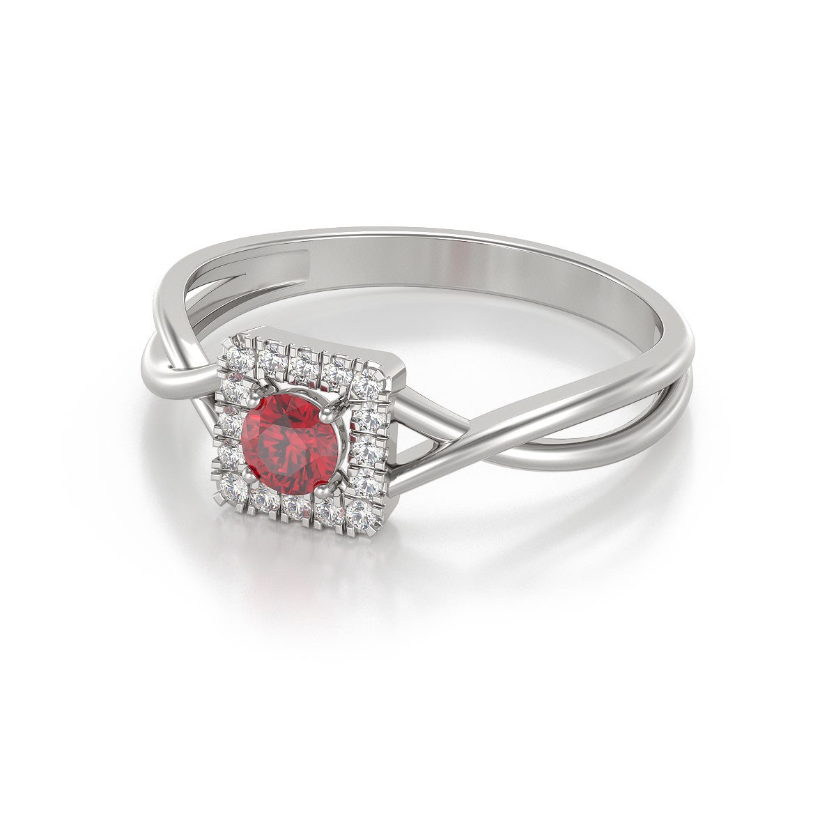 Bague ADEN Or 585 Blanc Rubis et diamants 2.154grs
