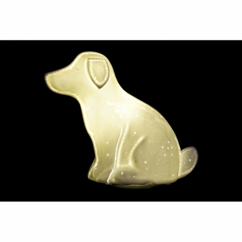 Lampe de bureau blanc porcelaine led chien (25 x 10 x 19 cm)
