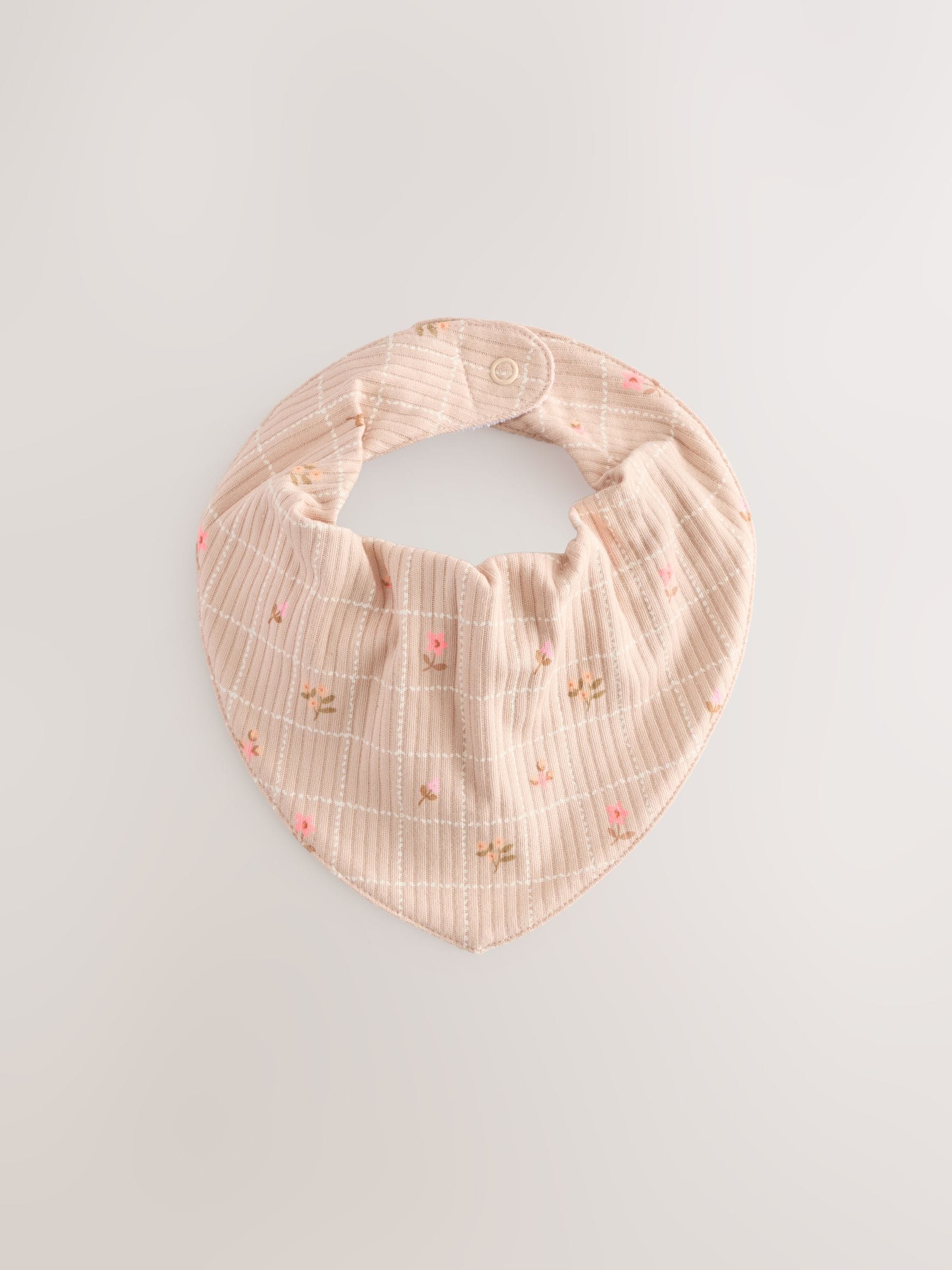 Abrikooskleur met fijne print - Set van 5 Dribble babyslabbetjes