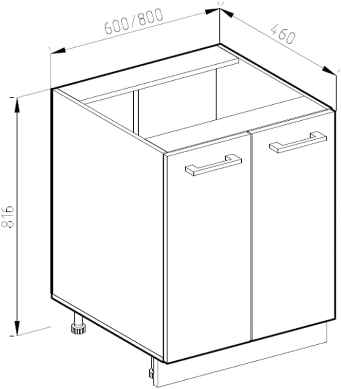Vicco Küchenunterschrank R-Line, Weiß Hochglanz/Weiß, 60 cm ohne Arbeitsplatte