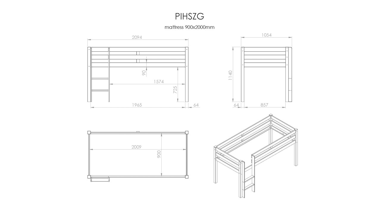 Halfhoogslaper Pino grijs