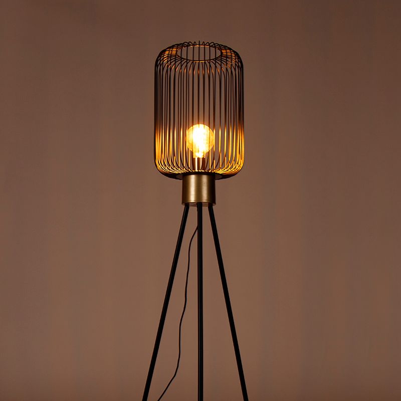 Design vloerlamp zwart met goud - Mayelle