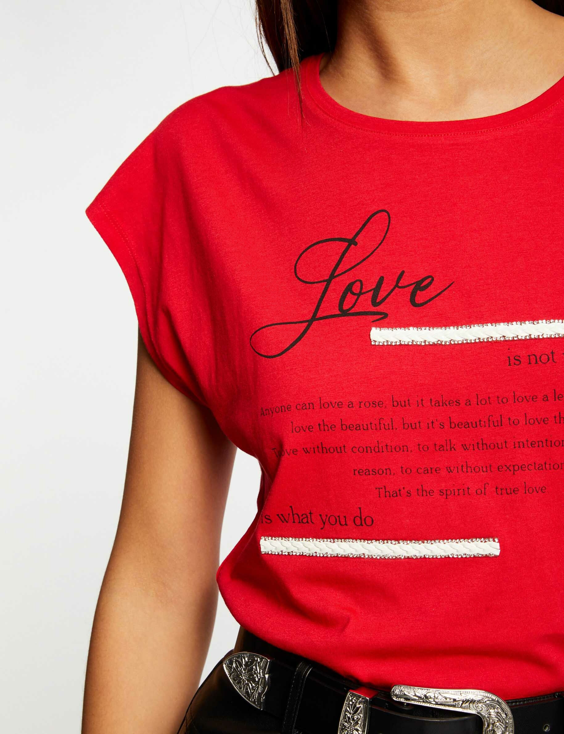 T-shirt manches courtes rouge femme - rouge