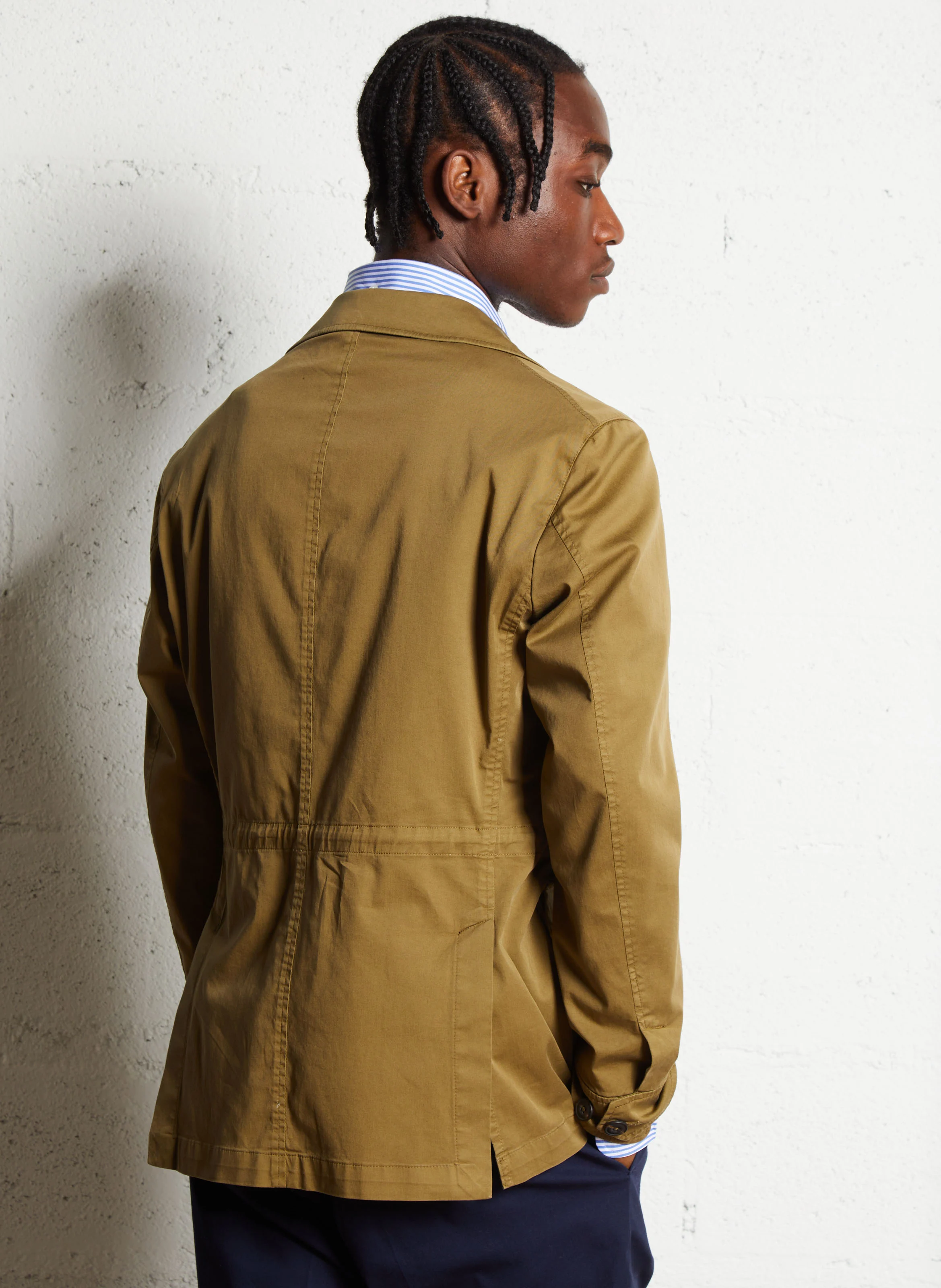 Veste saharienne en coton et lin mélangé | Kaki