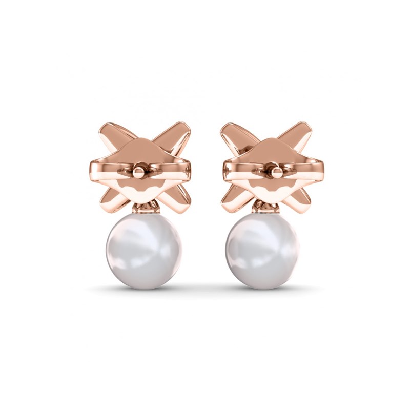 Boucles d'oreilles Chris Pearl - Or Rosé et Cristal