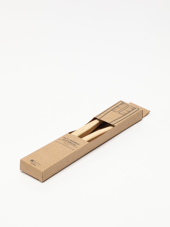 Conjunto de 2 escovas de dentes de madeira - Variadas