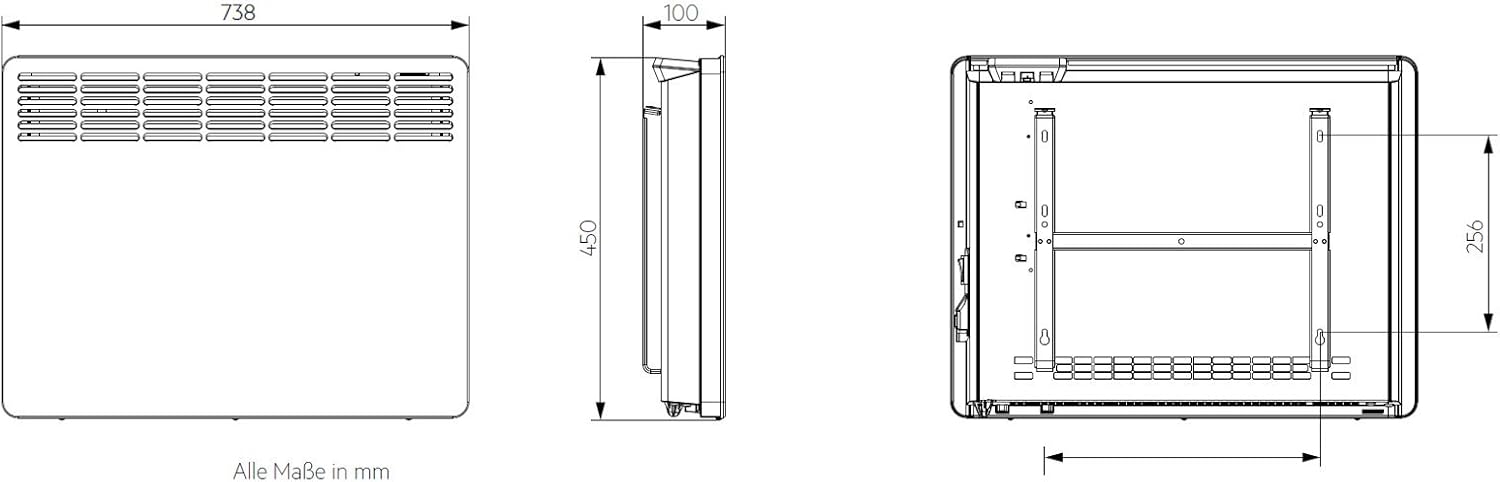 AEG Wandkonvektor WKL 2005 für ca. 20 m², 2000 W, 5-30 °C, wandhängend, LC-Display, Wochentimer, Metall, Ökodesign 2018, 236535