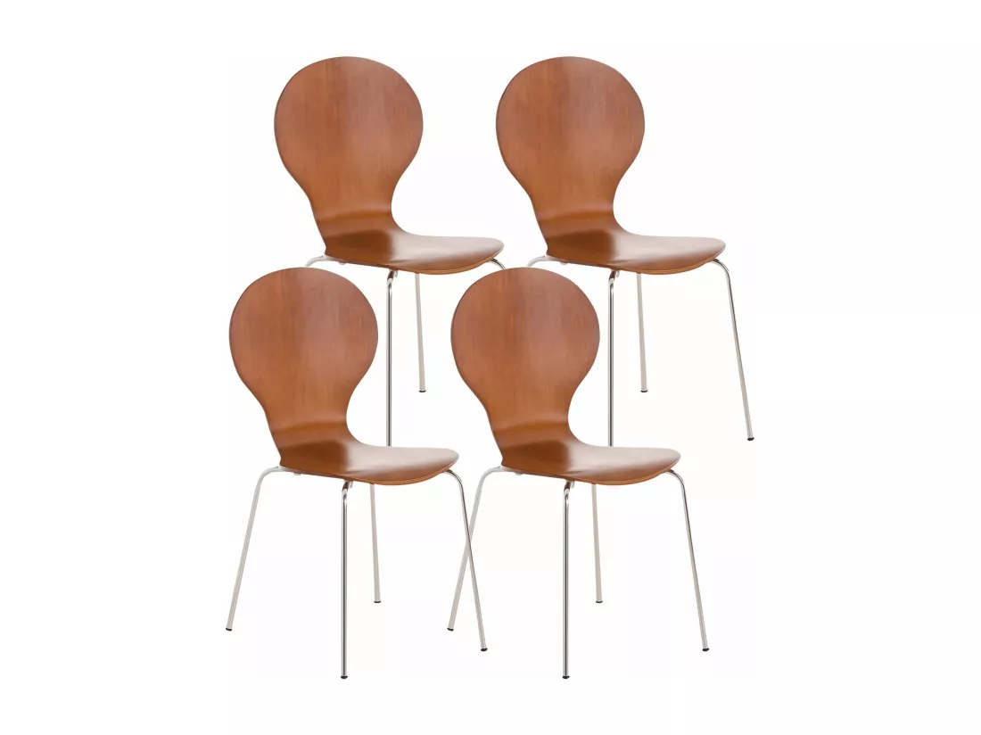Lot de 4 Chaise de conférence - Bois - Marron - DIEGO