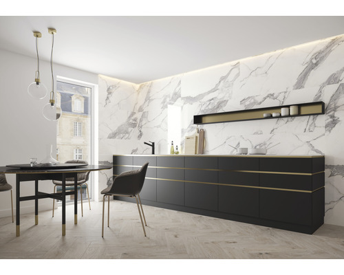 Porseleinen wand- en vloertegel Calacatta 119,7 x 59,7 x 0,8 cm wit gepolijst gerectificeerd
