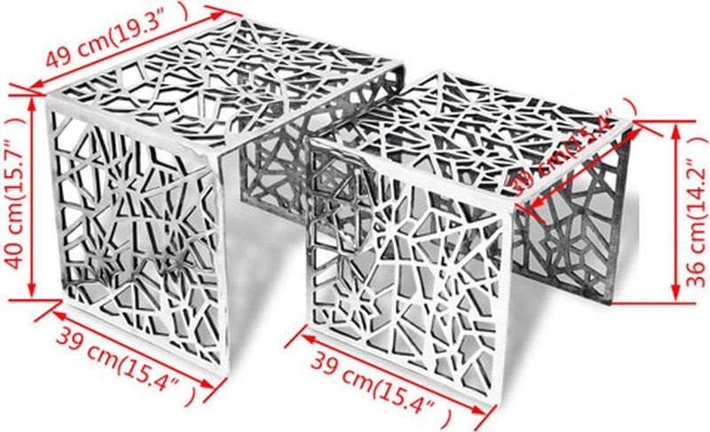 Bijzettafels - Zilver - Aluminium - Set van 2