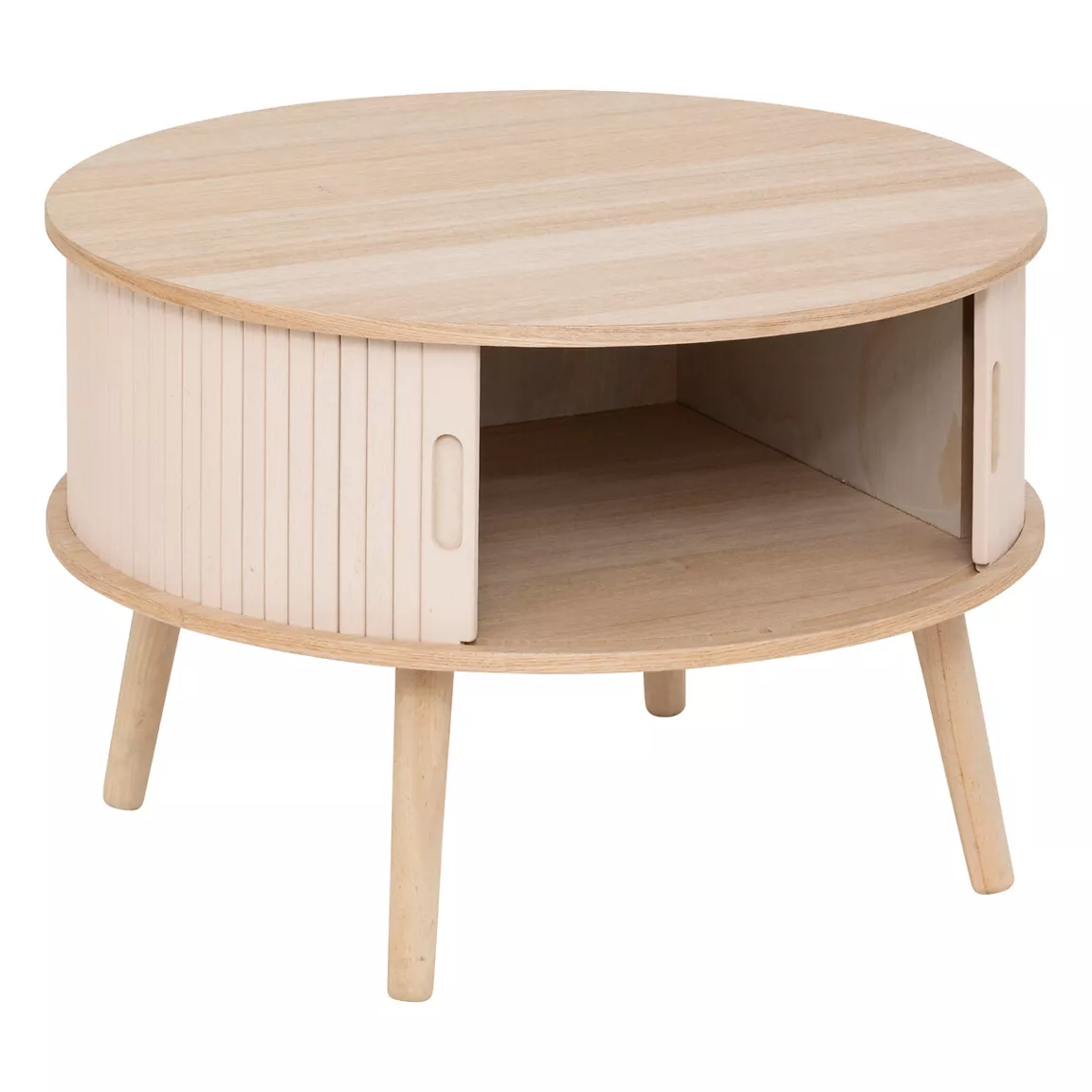 Table basse ronde en bois (H40 cm) Nysos Crème