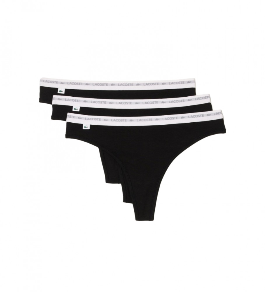 Conjunto de 3 tangas básicas Lacoste, pretas