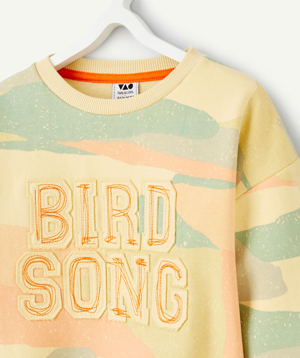 SWEAT MANCHES LONGUES GARÇON EN FIBRES RECYCLÉES JAUNE ET VERT