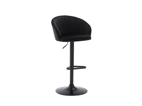 Lot de 2 tabourets de bar en velours et métal - Hauteur réglable - Noir - DORALIZ