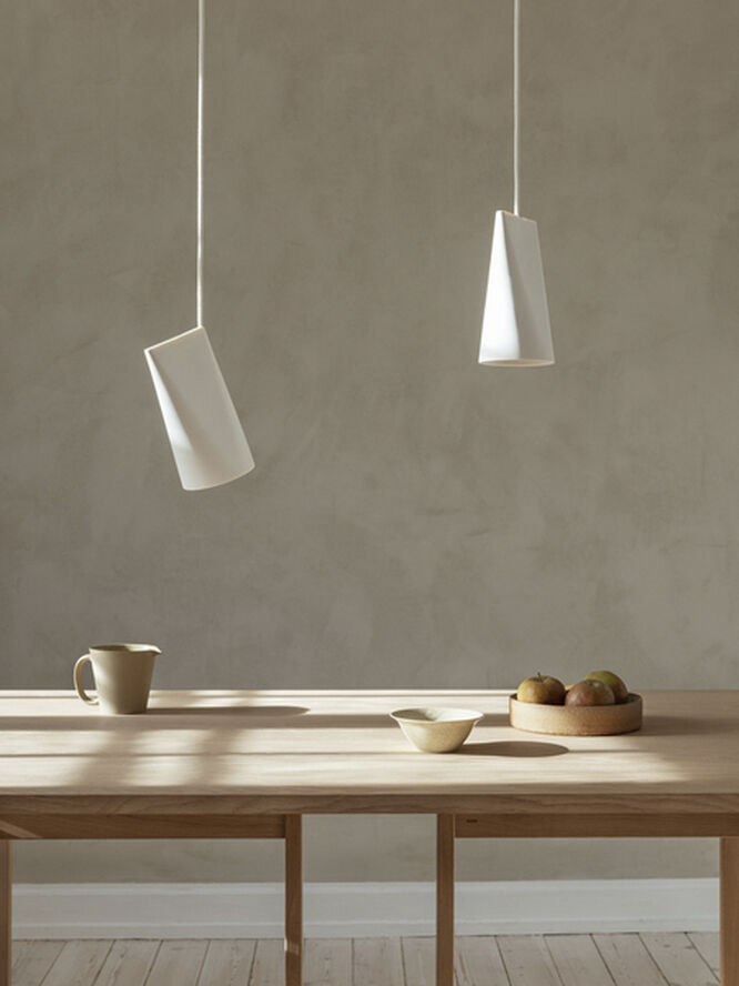 Moebe Ceramic Pendant, Narrow White