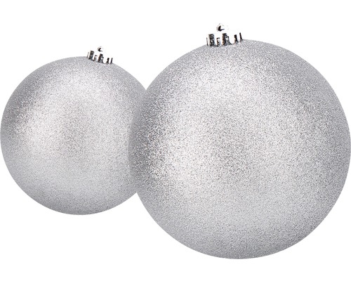 Grote XXL kerstboombal, Lafiora, kunststof, Ø 20 cm, zilveren glitter