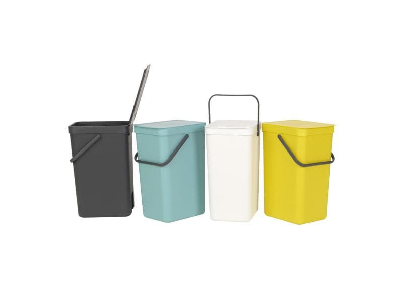 Brabantia Recyclingbehälter Sort & Go 16 l, Dunkelgrau Mülleimer
