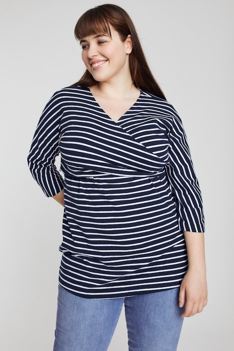 Bellieva-Wickelshirt, V-Ausschnitt, Stilleinsatz, Biobaumwolle, GOTS