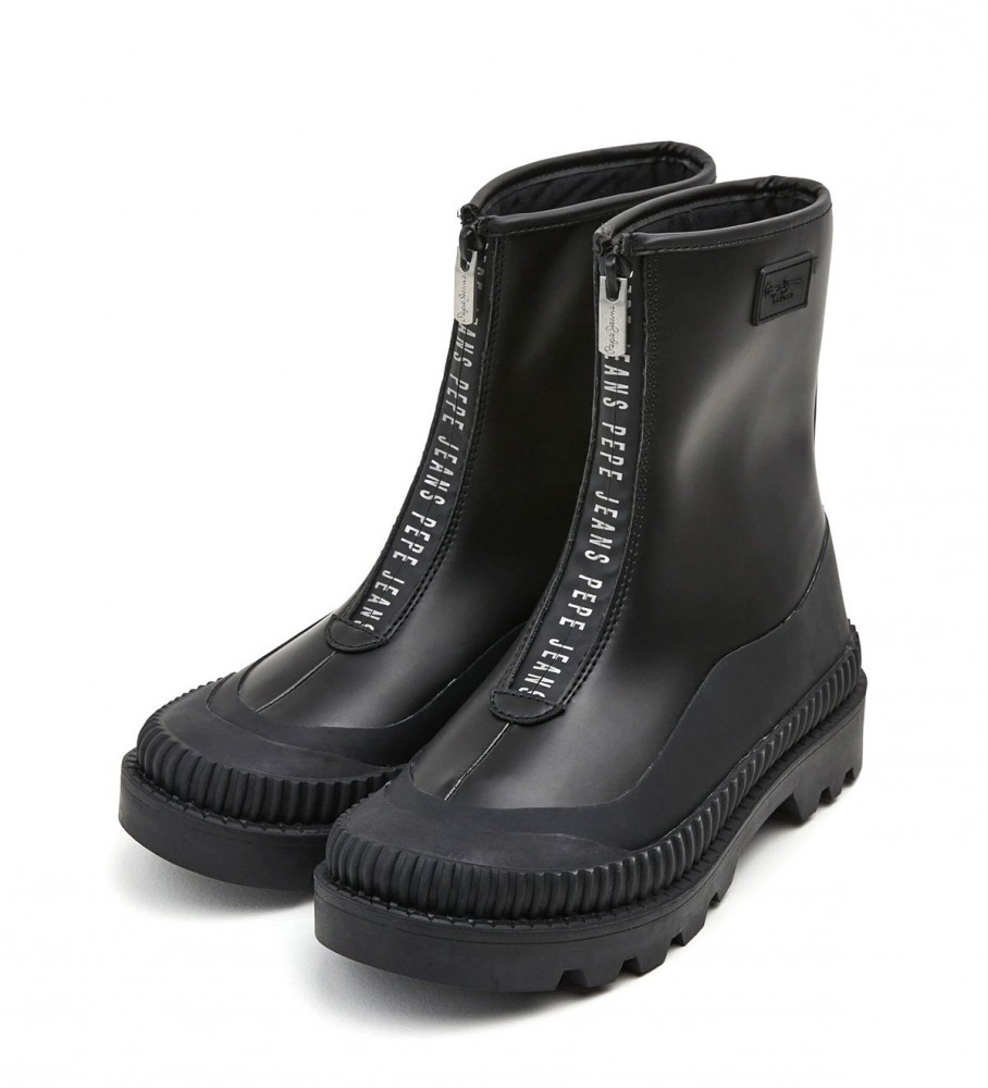 Botas de cano curto pretas com zíper de borracha Pepe Jeans