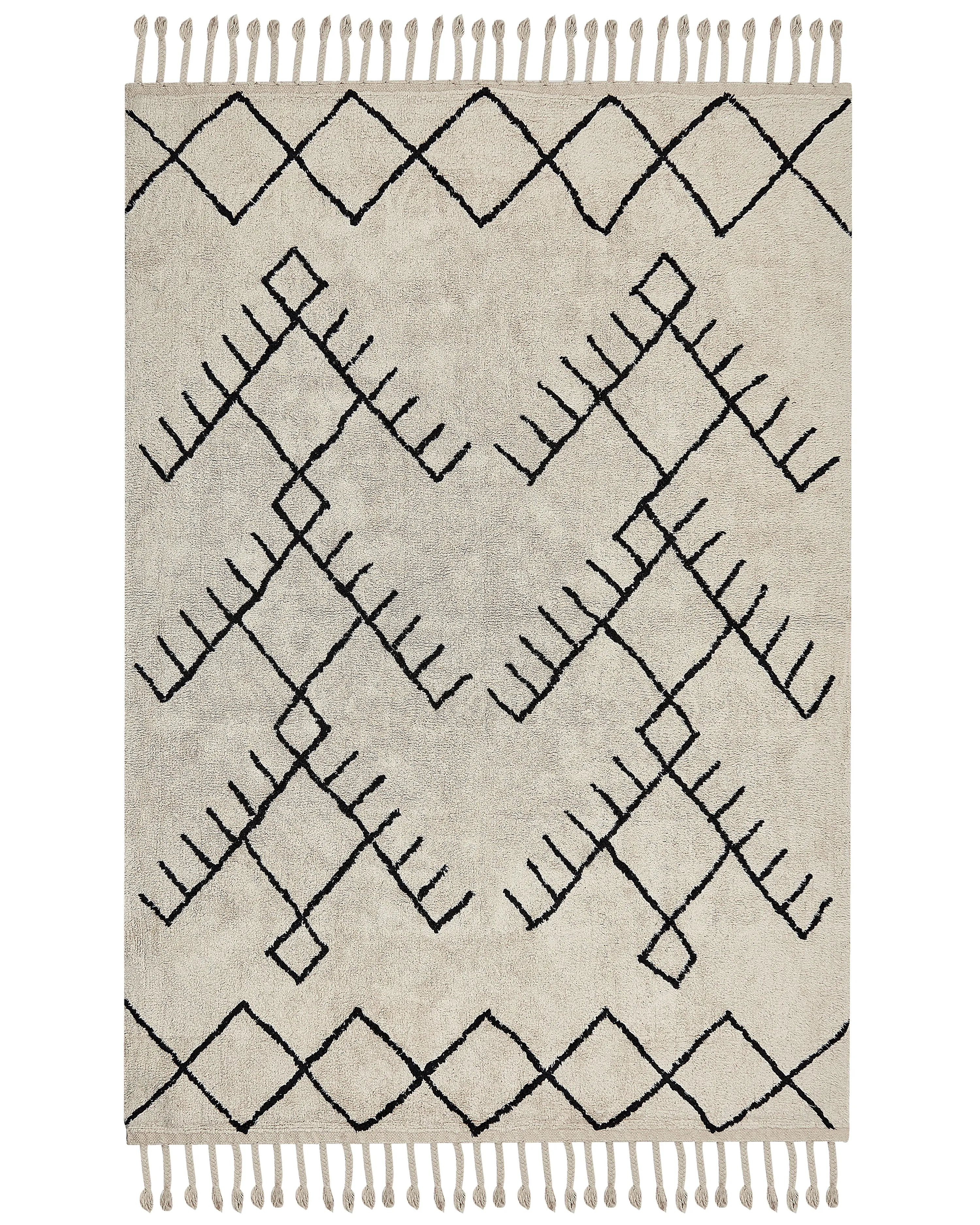 Vloerkleed ERLER Lichtbeige 160 x 230 cm Katoen