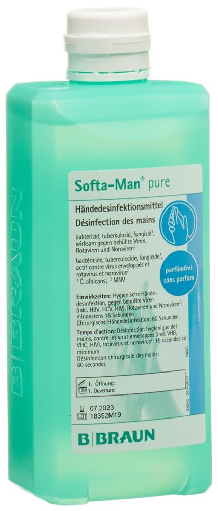 SOFTA-MAN Händedesinfektion liq alkoholisch ohne Parfum 500 ml