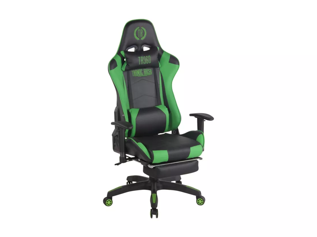 Chaise de bureau - Similicuir & Plastique - Noir / Vert - Turbo XL
