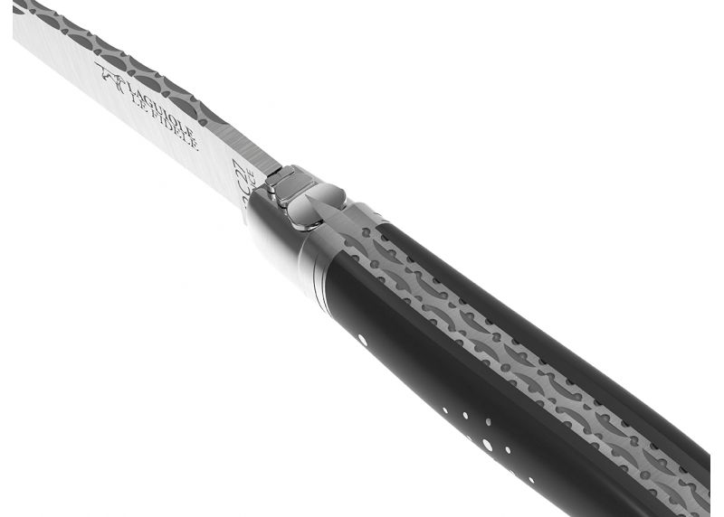Couteau Laguiole prestige avec un manche en bois d'ébène et mitres en acier inoxydable