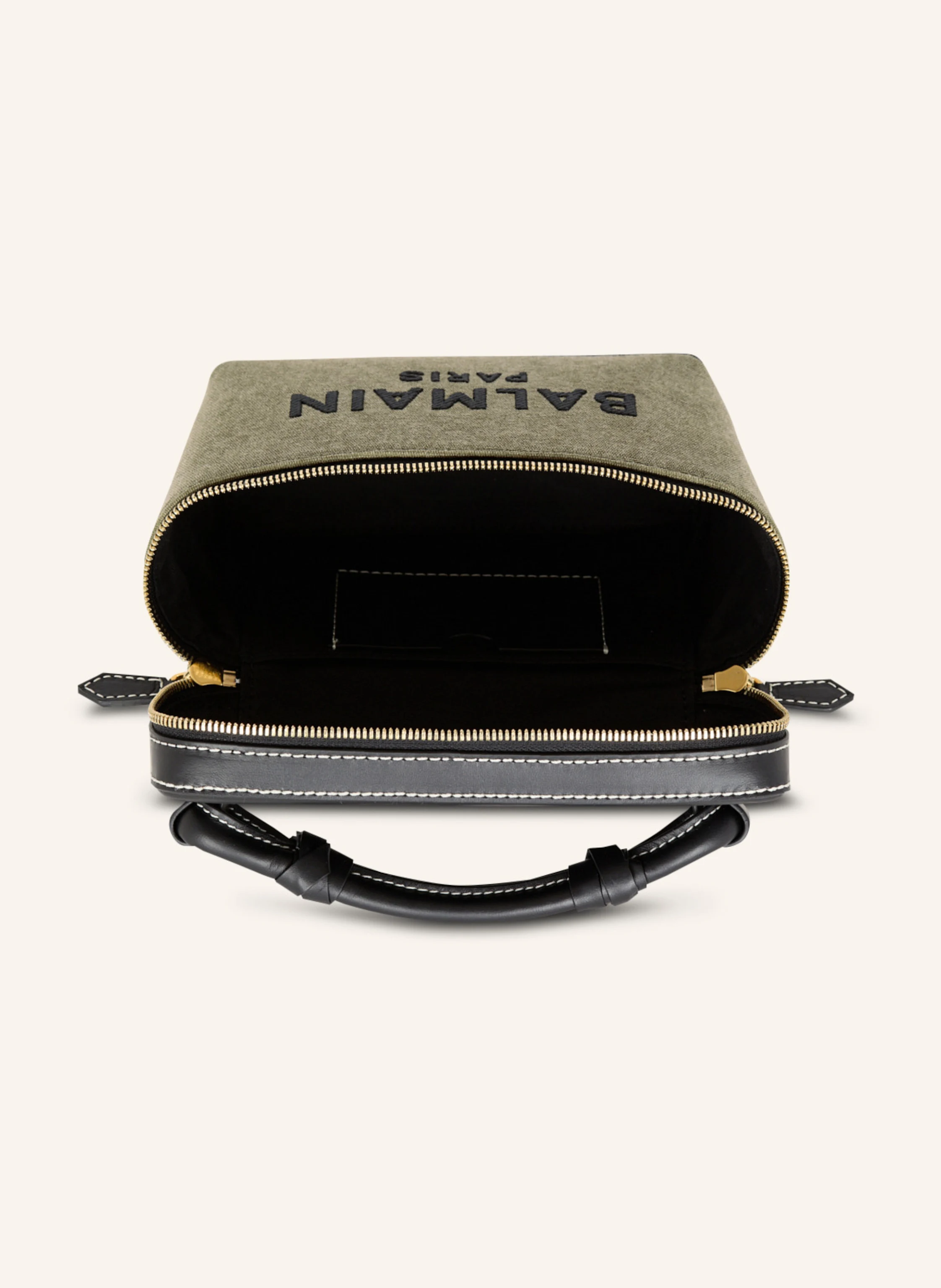 BALMAIN Beautycase B-Army aus Canvas und Leder