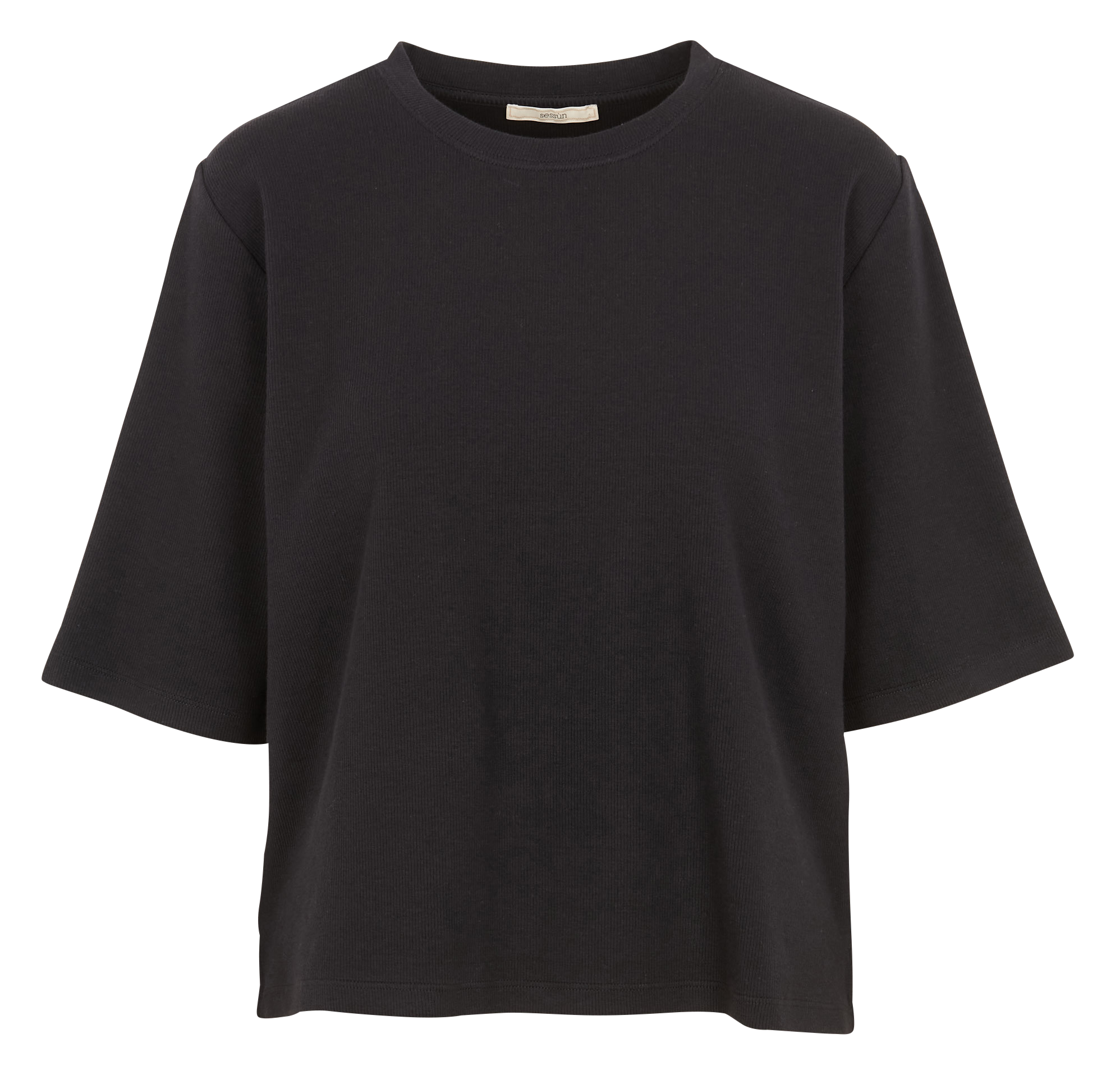 SERGE CO - Tee-shirt col rond en jersey côtelé | Noir