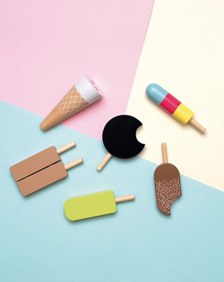 Holz-Lebensmittel RETRO ICE CREAM in bunt