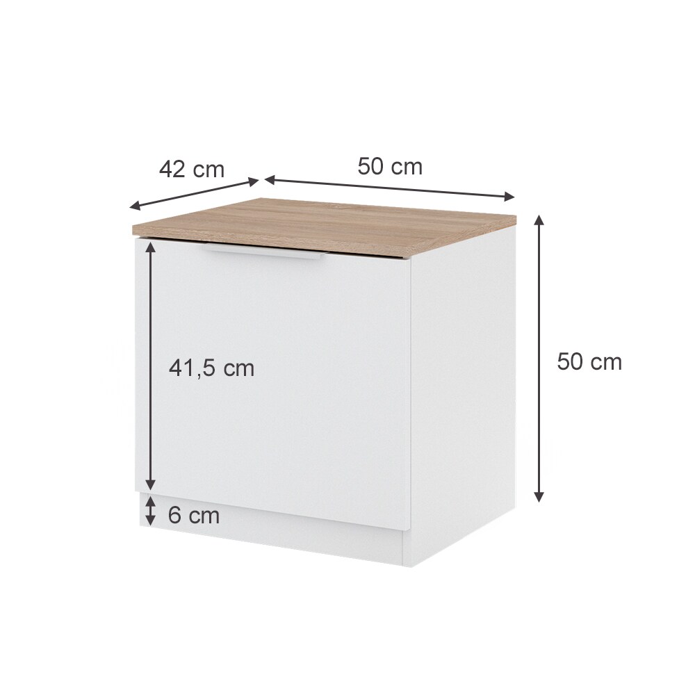 Vicco Nachttisch Betti, 50 x 50 cm, Weiß Sonoma mit 1 Klappe, Schlafzimmer