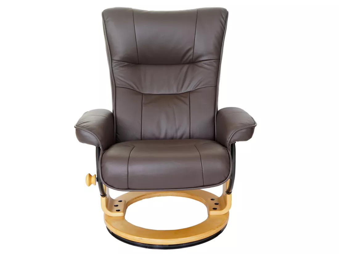 Fauteuil relax Edmonton avec pouf, marron, nature