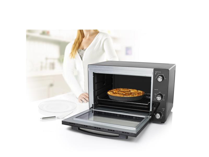 Princess Backofen Deluxe 45 l, Schwarz Kompakter Konvektionsbackofen mit Grill- und Auftaufunktion