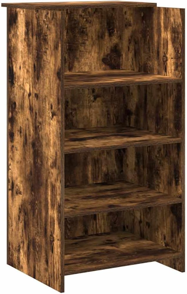 Empfangstheke Räuchereiche 155x50x103,5 cm, robuster Holzwerkstoff, vielseitiger Schreibtisch mit Stauraum für Büro und Praxis, ideal für Kundenempfang