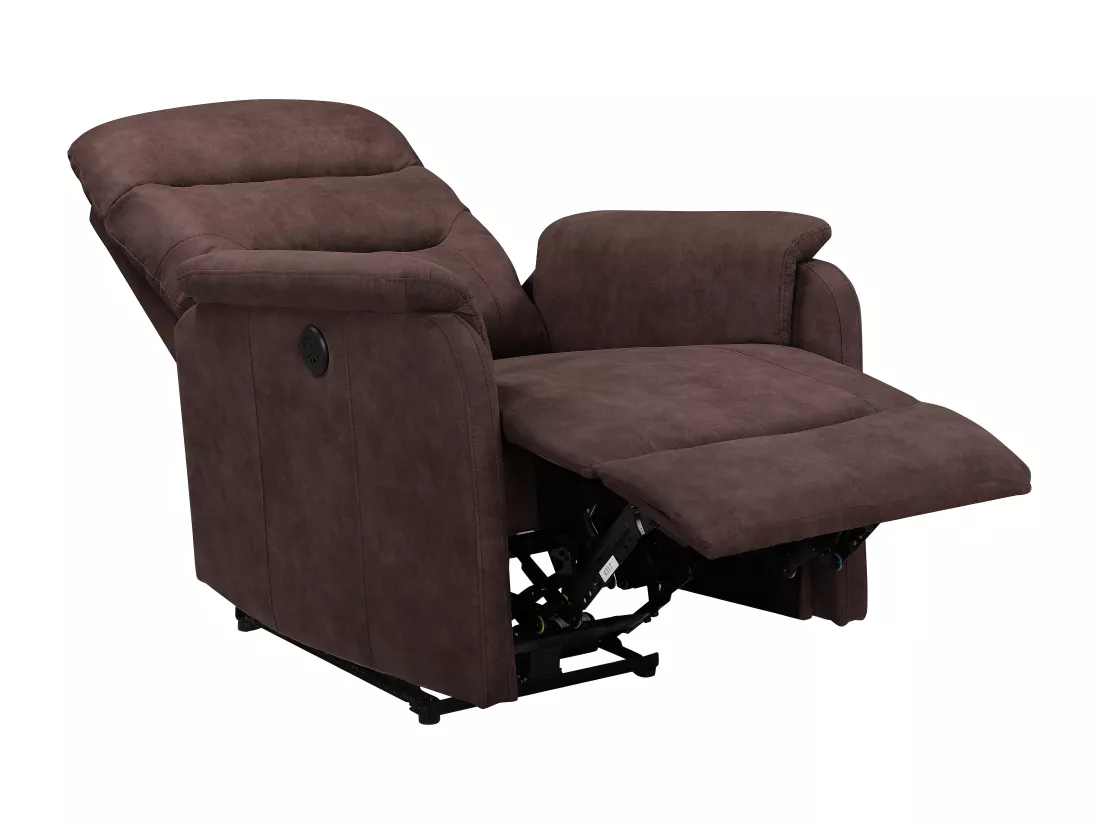 Coullon | Fauteuil de relaxation avec fonction électrique en microfibre marron foncé