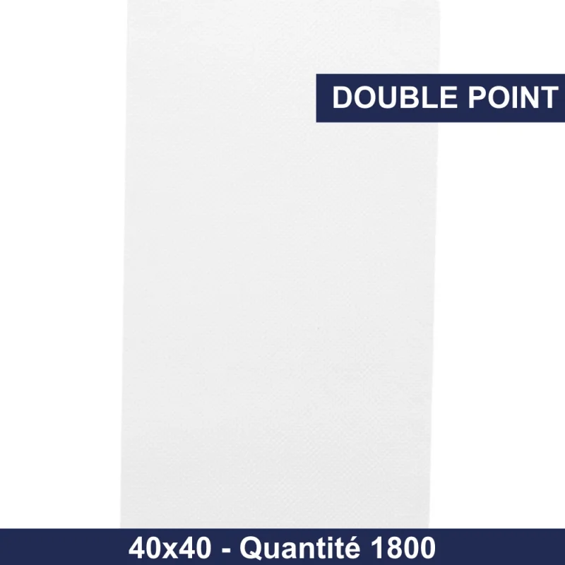 QUALQUE - Serviette de table blanche - Double point - 1/8 pliage - 40x40 - x1800