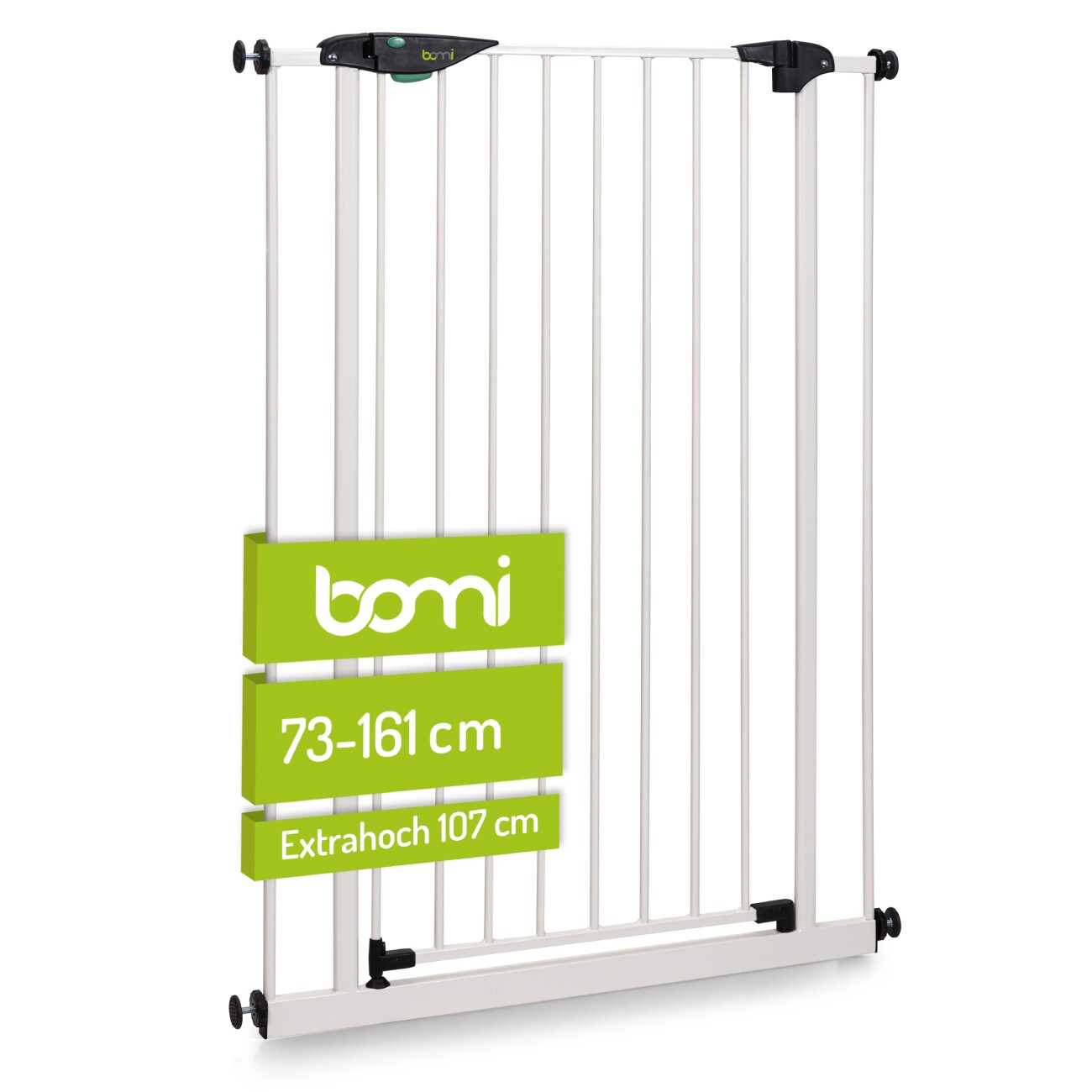 bomi Türschutzgitter Extrahoch 107 cm - Mira 73-161 cm in Weiß für Hunde & Katzen XS