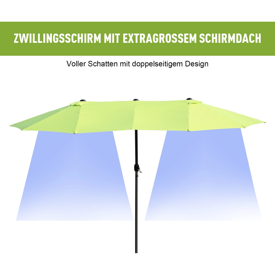 Outsunny Sonnenschirm mit Handkurbel grün