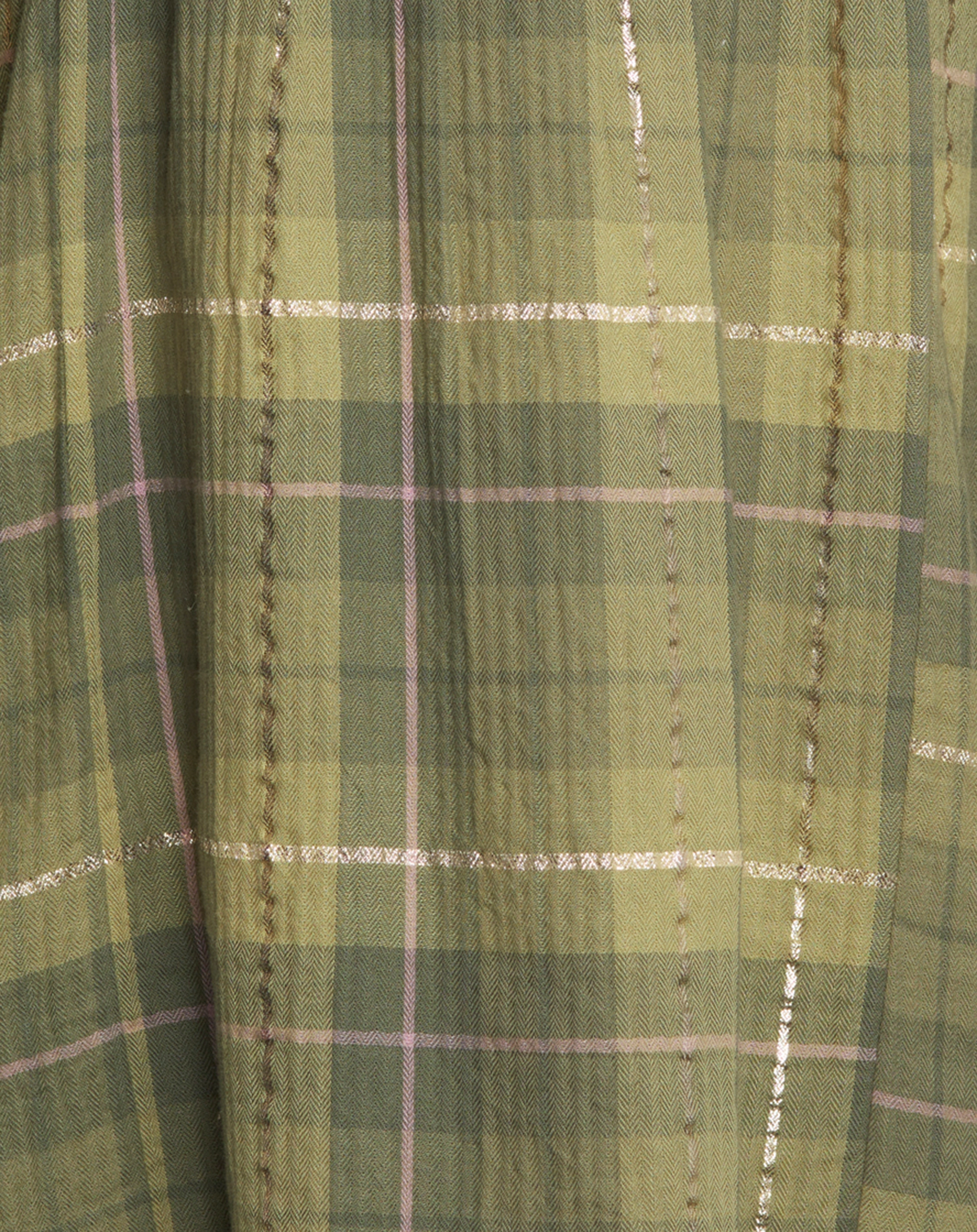 Langarmkleid CHECK RUFFLE in burnt olive