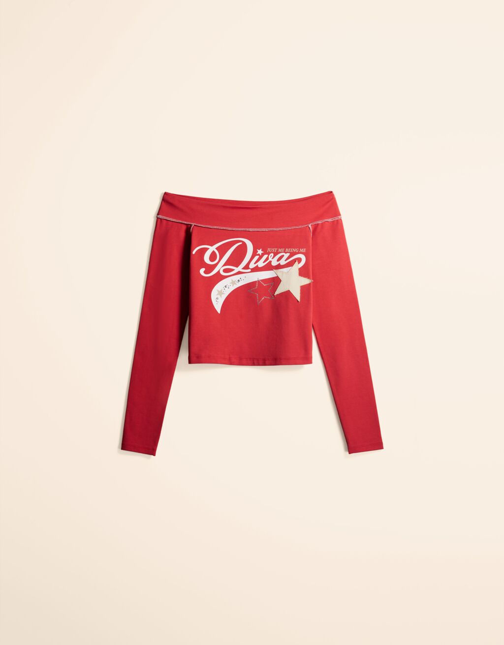 Camiseta de manga comprida com estampa Bardot