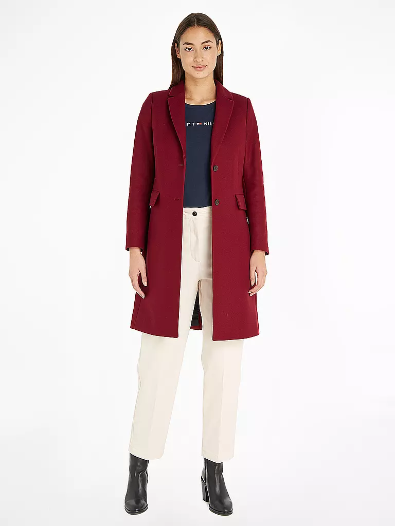 TOMMY HILFIGER Wollmantel  dunkelrot